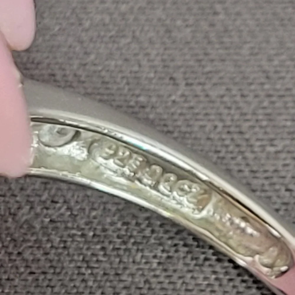 Sparkling Silver 4ct Princess Cut w/ Round Side Stones CZ Engagement Ring, Sz 9 - Picture 12 of 14